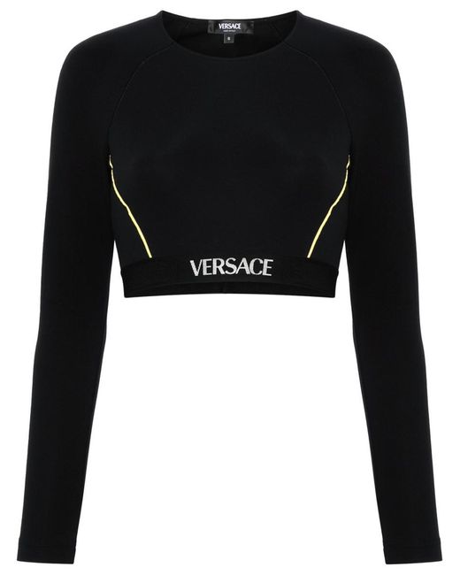 Versace Black Sports Top With Logo Band