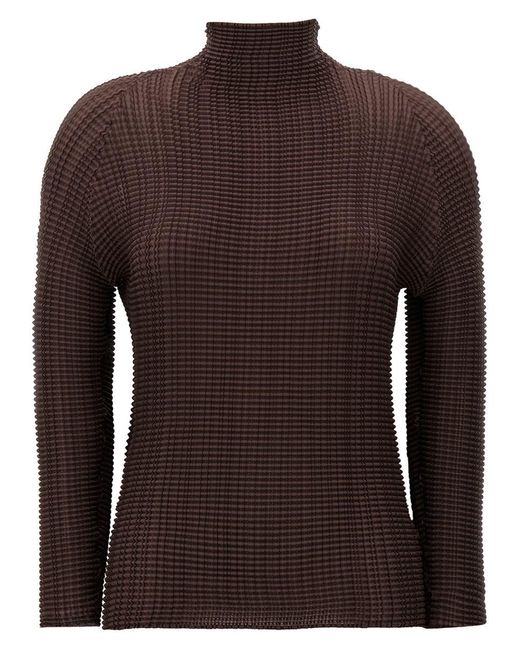 Issey Miyake Brown 'wooly Pleats-56' Blouse