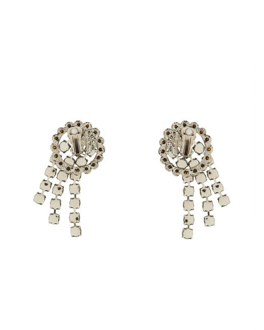 Alessandra Rich Metallic Crystal Cascade Earrings