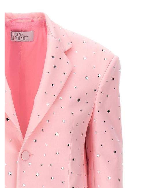 GIUSEPPE DI MORABITO Pink All Over Crystal Blazer