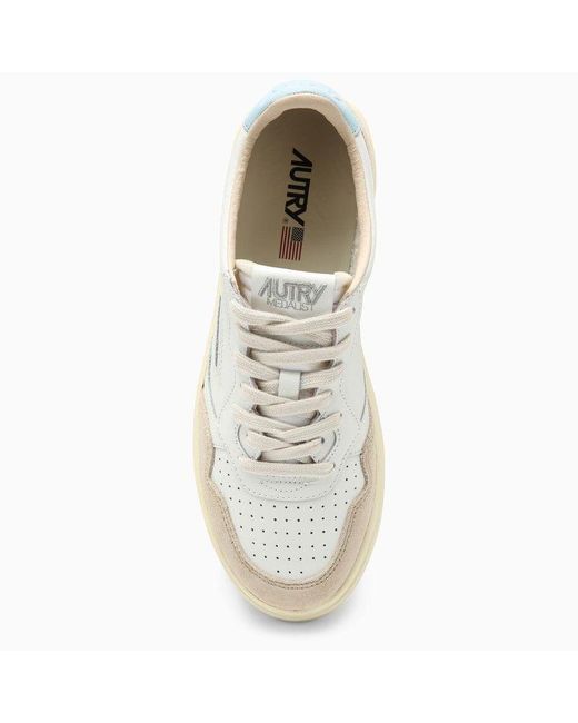 Autry Medalist Sneakers In White/light Blue And Suede