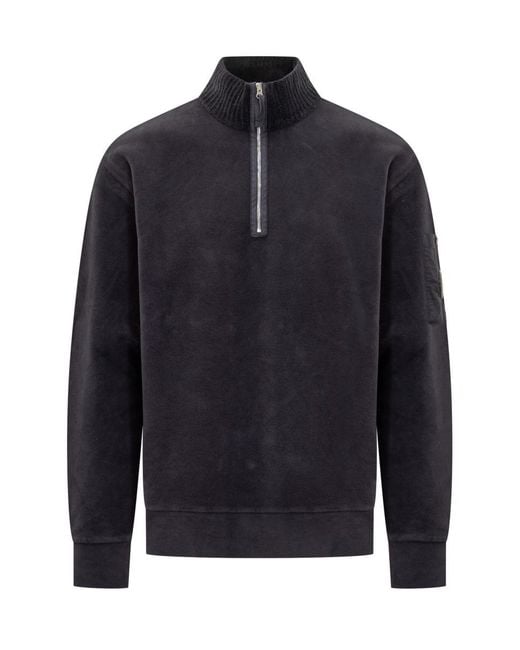 C P Company Blue Sweatshirt With Half Zip for men