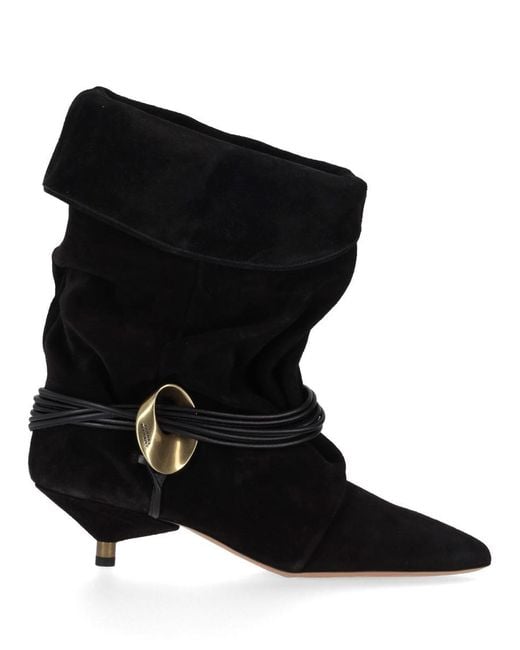 Isabel Marant Black Suede Heeled Ankle Boots 'Edrika'