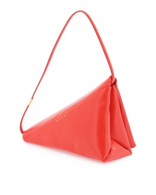 Marni Red Leather Prisma Triangle Bag