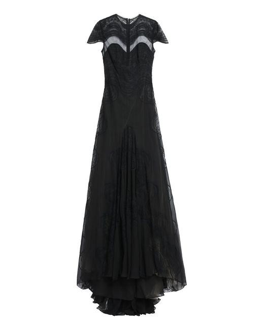 Costarellos Black Lollobrigida Lace-trim Woven Maxi Dress