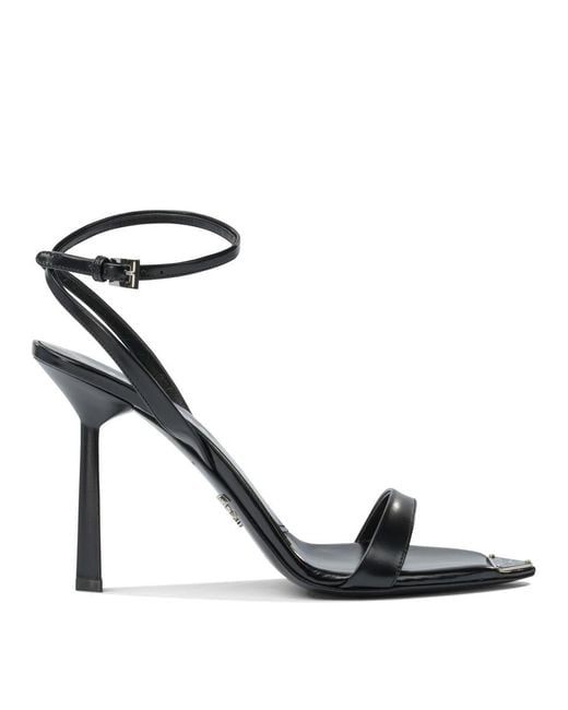 Prada Black Brushed Leather Sandals