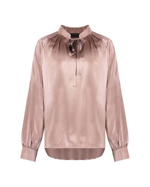 Max Mara Pink Tamigi Silk Blouse With Bow