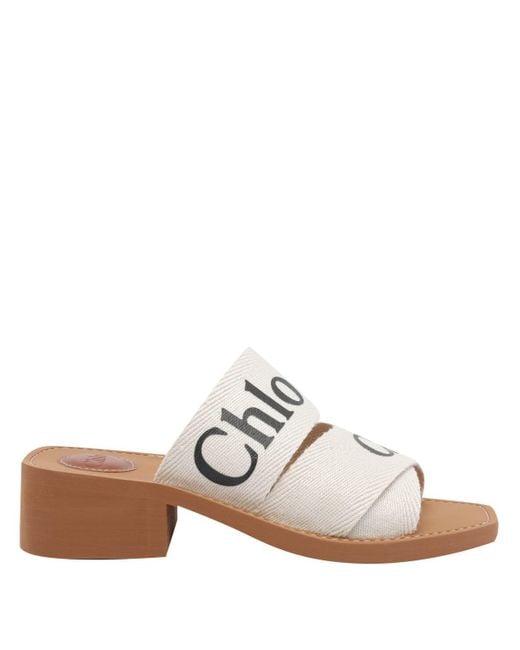 Chloé White Woody Pump Sandals
