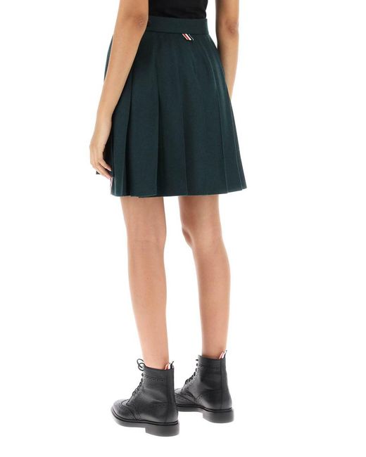 Thom Browne Green Flannel Mini Pleated Skirt