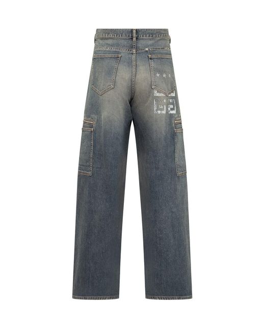 Givenchy Blue 4g Denim Cargo Jeans for men