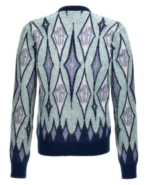 Amiri Blue Argyle Sweater for men