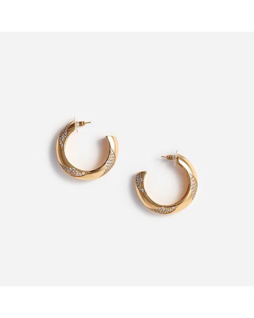Self-Portrait Metallic And Crystal Hoop Earrings