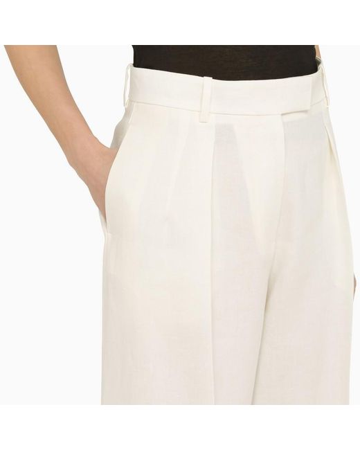The Row Natural Linen Wide Trousers