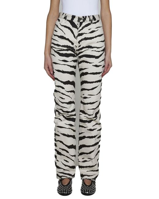 Alaïa White Zebra Print Jeans