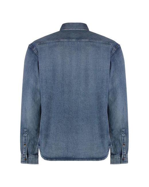 Saint Laurent Blue Cassandre Denim Shirt for men