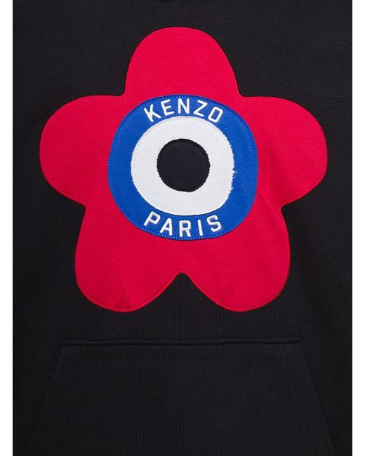 KENZO Oversized Black Sweatshirt With Target Print In Stretch Cotton Man for men