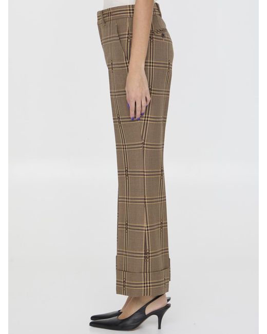 Gucci Natural Check Wool Trousers