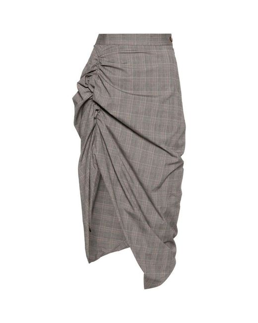 Vivienne Westwood Gray Prince Of Wales Cotton Midi Skirt