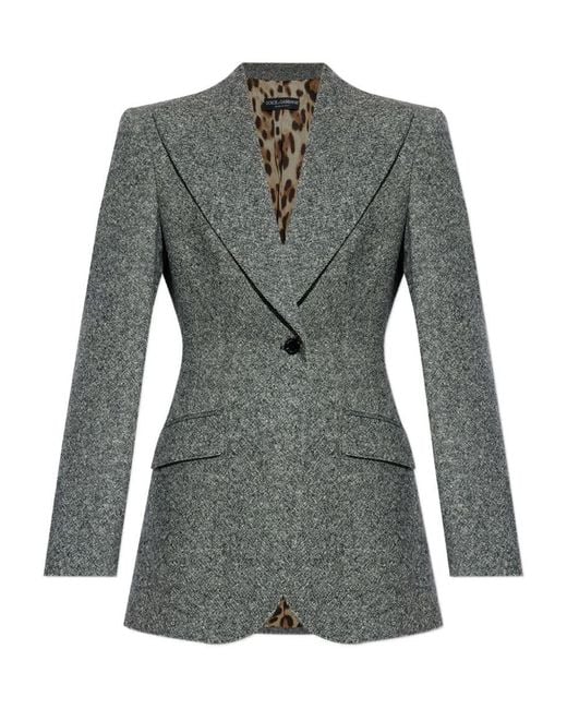 Dolce & Gabbana Gray One-Button Tweed Jacket