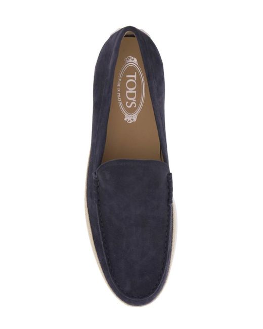 Tod's Blue Suede Slip-on With Rafia Insert for men