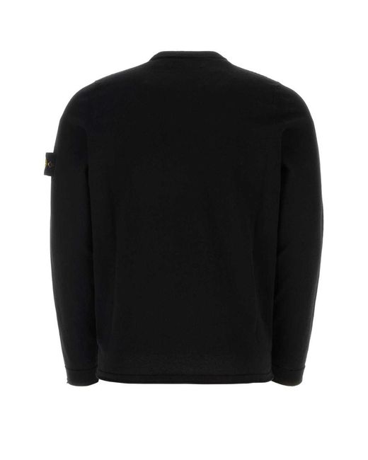 Stone Island Black Cotton Sweater for men