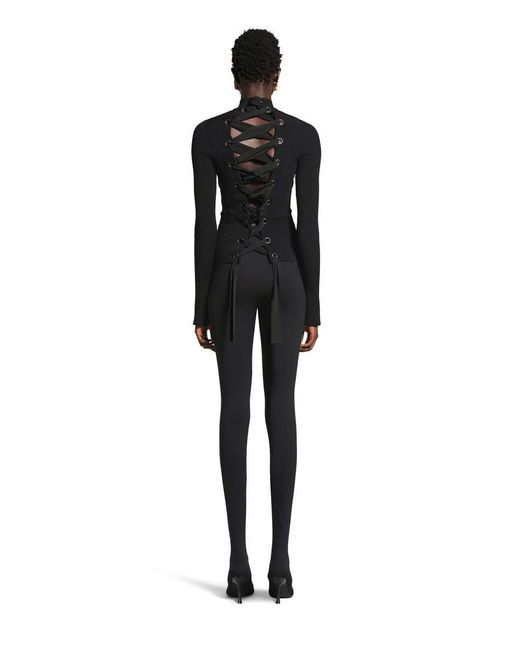 Balenciaga Black Ribbed Sweater With Laces