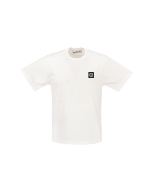 Stone Island White Short-Sleeved T-Shirt for men