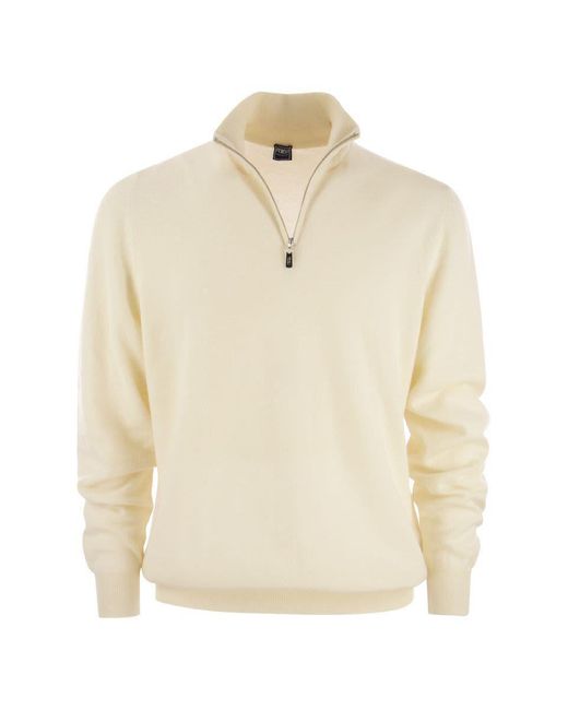 Fedeli Natural Favonio - Zip Turtleneck Sweater In Cashmere for men