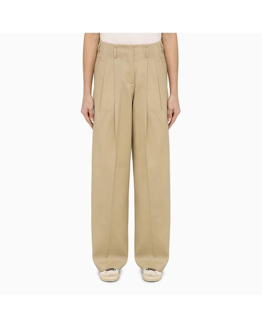 Golden Goose Deluxe Brand Natural Wide Sand-Coloured Trousers