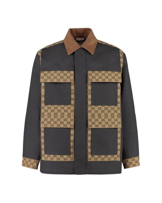 Gucci Gray Cotton Shirt Model Jacket for men