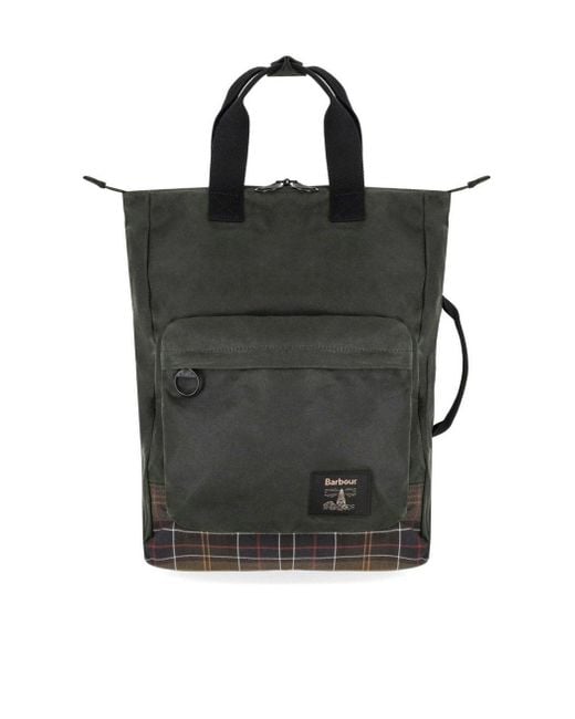 Barbour Black Field Waxed Sage Backpack for men
