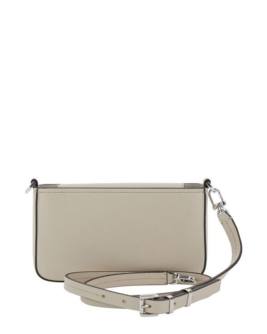 Michael Kors Gray Shoulder Bag With Logo Lettering On The Front And Adjustable And Removable Shoulder Strap