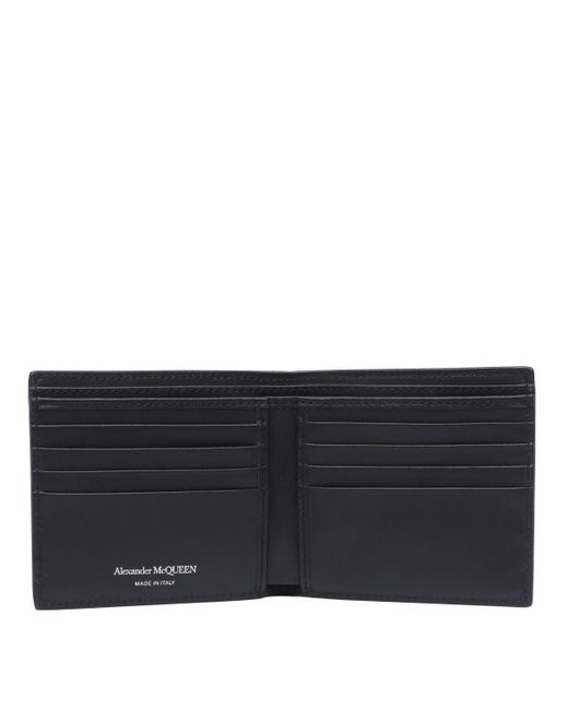 Alexander McQueen Black Leather Studded Wallet for men
