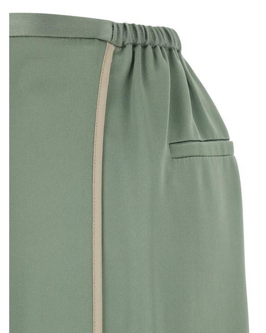 Forte Forte Green Pants With Rear Elastic Waist And Wide Leg