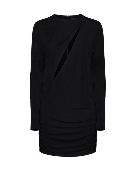 Versace Black Short Draped Viscose Dress