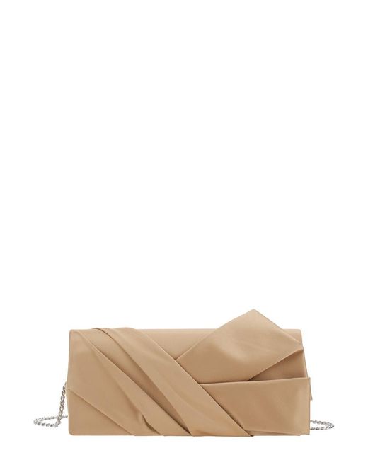 Alberta Ferretti Natural Clutch Bag With Geometric Inserts Design