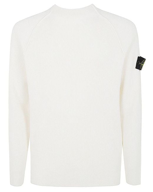 Stone Island Wide Round Neck Sweater Clothing in White for Men