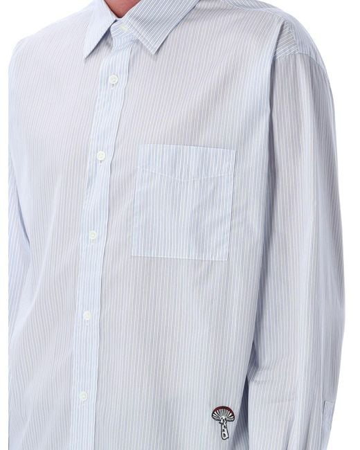 Bottega Veneta Blue Stripe Cotton Poplin Shirt for men