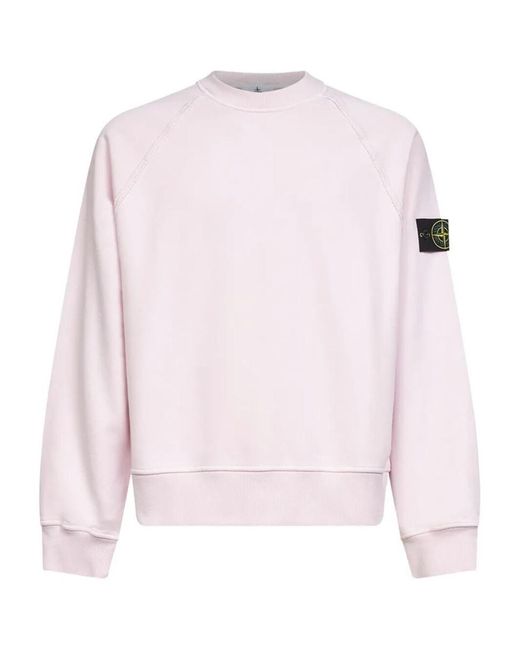 Stone Island Pink Oversized Fit Crewneck Sweatshirt for men