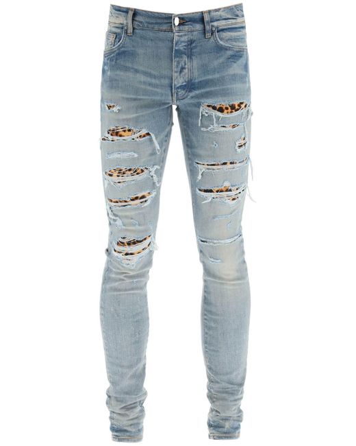 Amiri Denim Leopard Thrasher Jeans in Blue for Men - Lyst