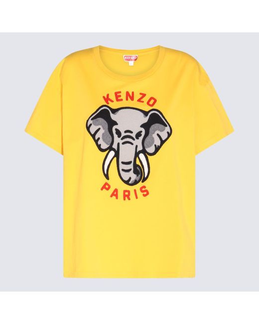 KENZO Yellow Cotton Tshirt Lyst