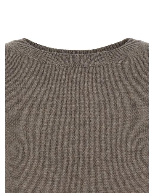 Lisa Yang Gray 'Mila' Sweater With Ribbed Trim