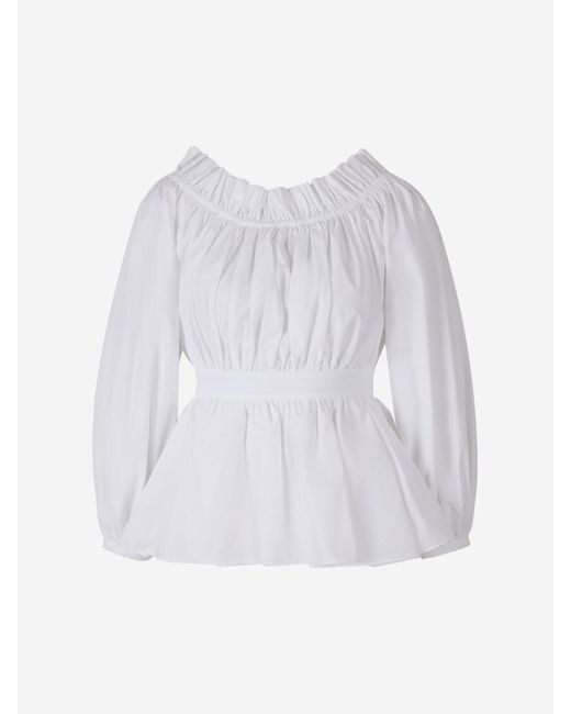 Alexander McQueen White Puffed Sleeves Blouse