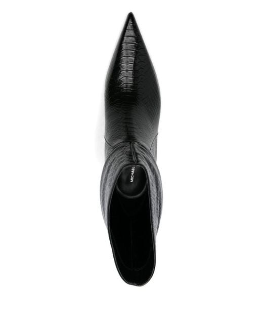 Michael Kors Black Textured Leather Ankle Boots