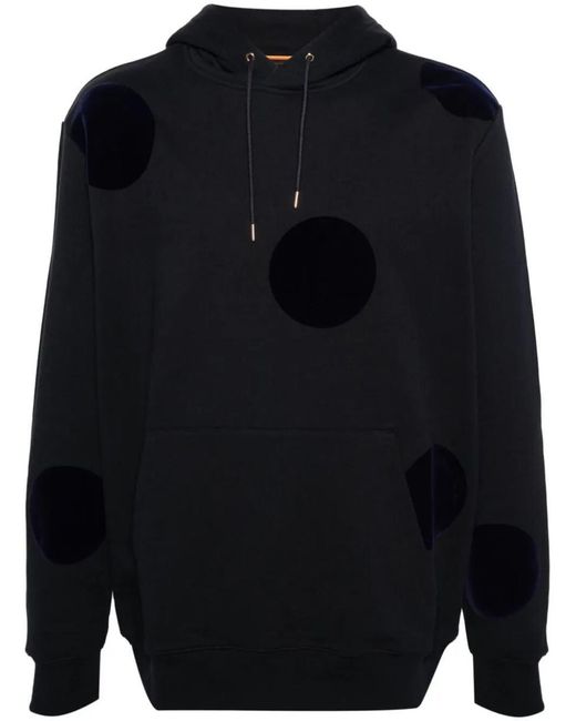 Paul Smith Blue Flocked-dots Cotton Hoodie for men
