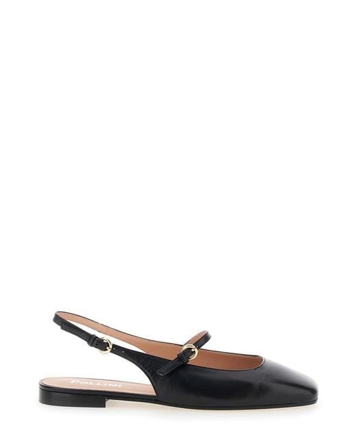 Pollini White Slingback Ballerinas With Adjustable Strap