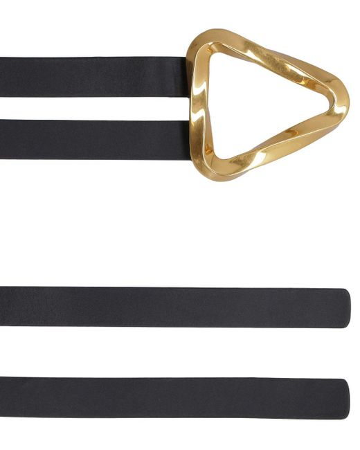 Bottega Veneta Black Grasp Leather Double Strap Belt