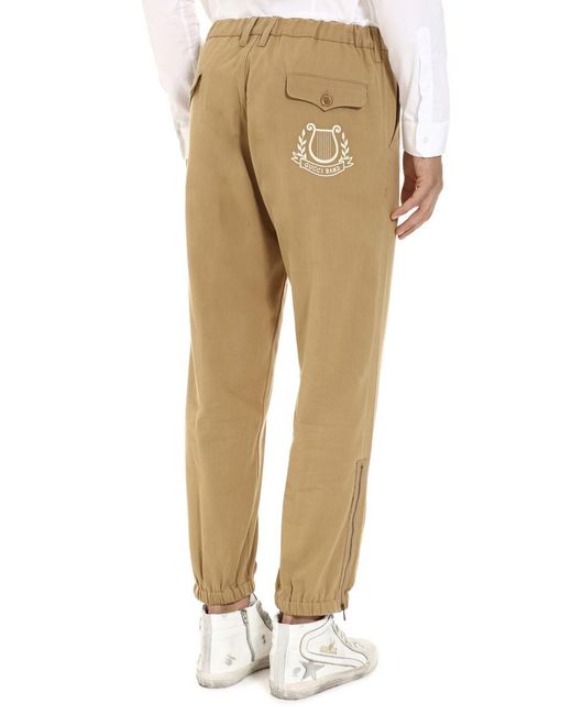 Gucci Natural Embroidered Cotton Trousers for men