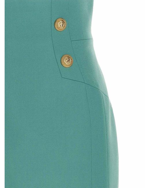 Balmain Green Grain De Poudre Skirt