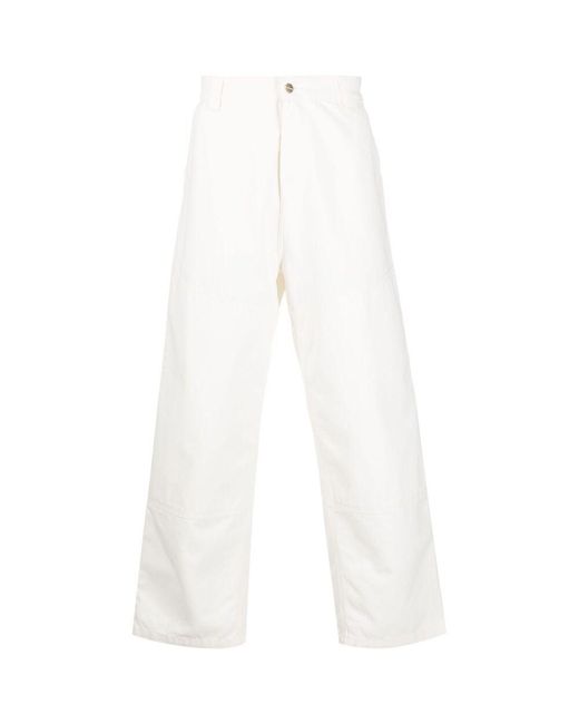 Carhartt White Loose Fit Cotton Pants for men